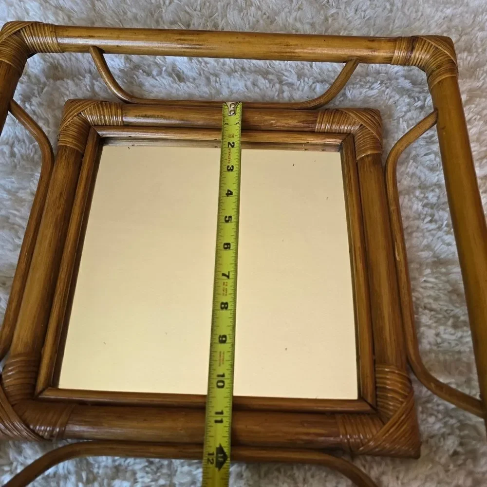 Bamboo/ Rattan Square‎ Mirror Mid Century Modern  Bohemian